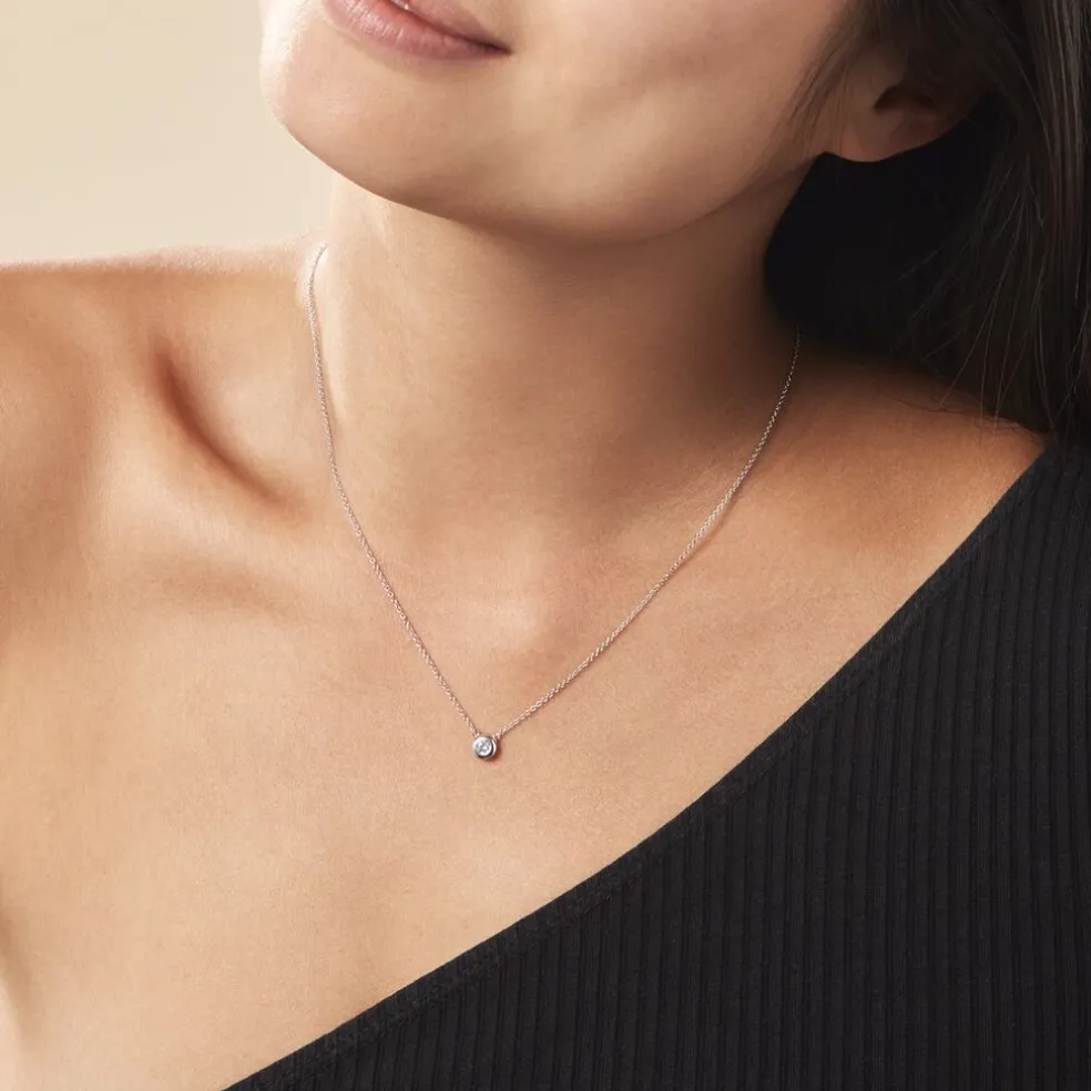 Collier Court Argent Blanc Laureano Oxyde De Zirconium