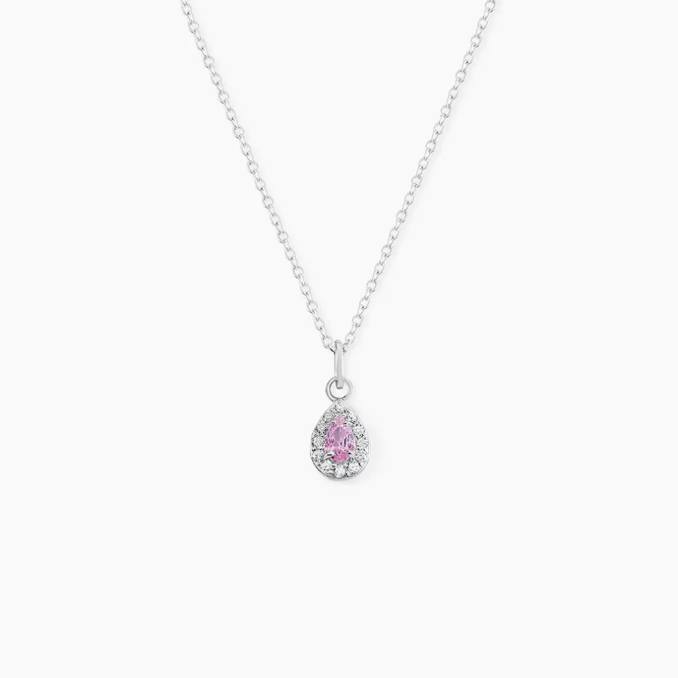 Collier Court Argent Blanc Tania Oxyde De Zirconium