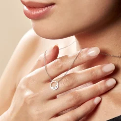 Collier Court Argent Blanc Vivence Oxyde De Zirconium