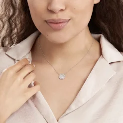 Collier Court Argent Blanc Nawala Oxyde De Zirconium