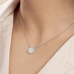 Collier Court Argent Blanc Nawala Oxyde De Zirconium