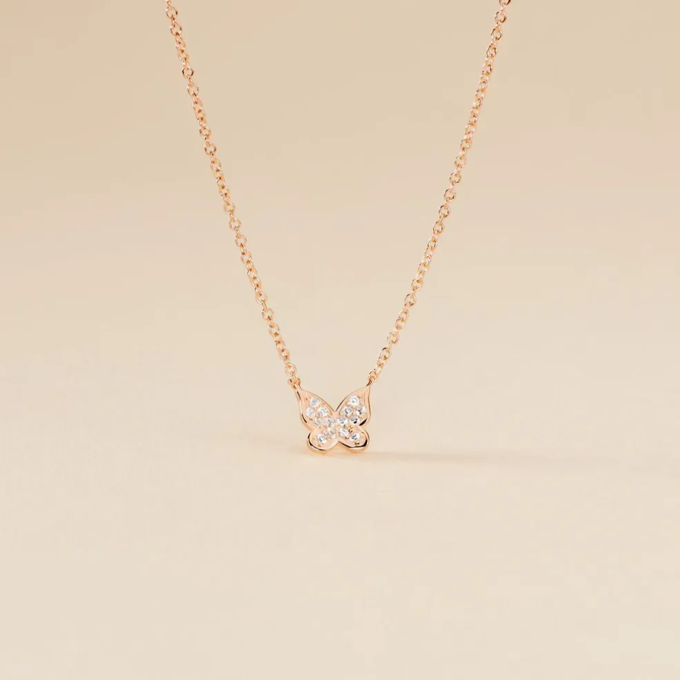 Collier Court Argent Rose Anne-lise Oxyde De Zirconium