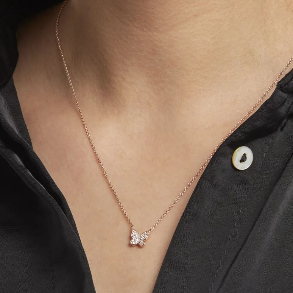 Collier Court Argent Rose Anne-lise Oxyde De Zirconium