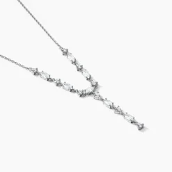 Collier Cravate Argent Blanc Shiny Nights Oxyde De Zirconium