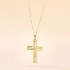 Collier Croix Or Jaune Diamant