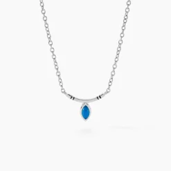 Collier Cyane Argent Blanc Turquoise