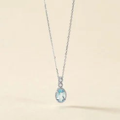 Collier Cyprille Or Blanc Topaze Et Oxyde De Zirconium