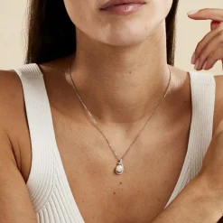 Collier Cyrana Argent Blanc Perle De Culture Et Oxyde De Zirconium