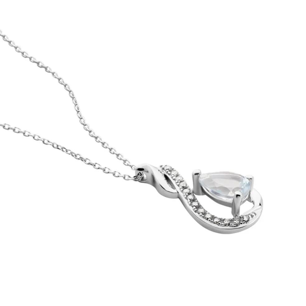 Collier Dai Or Blanc Topaze Oxyde