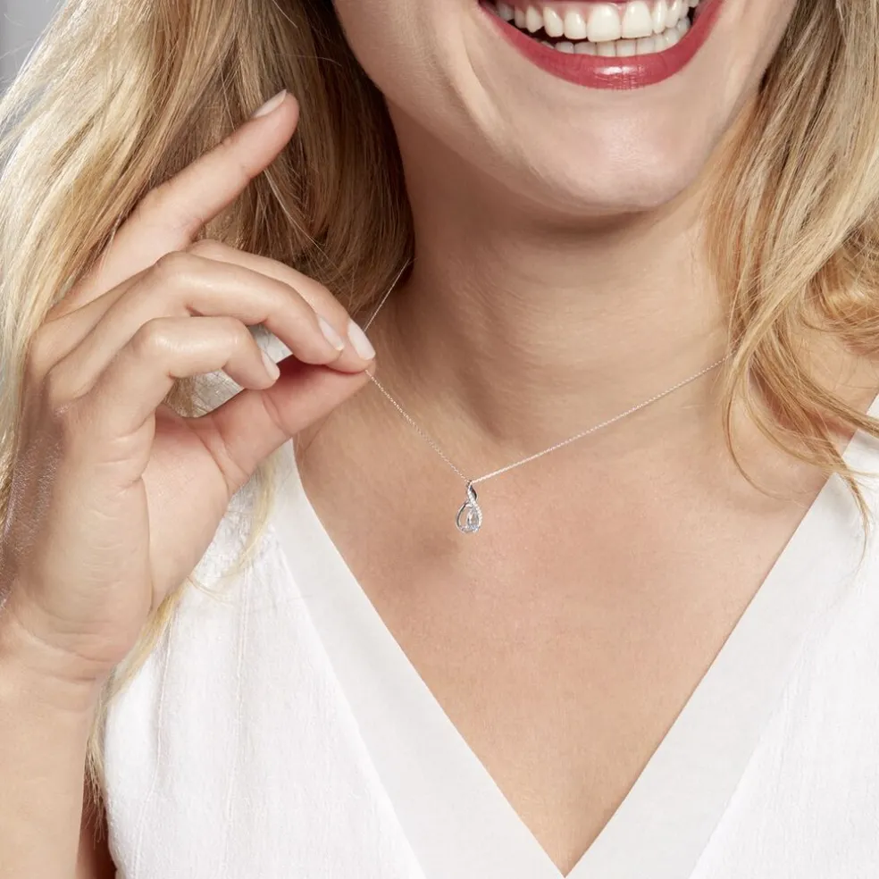 Collier Dai Or Blanc Topaze Oxyde