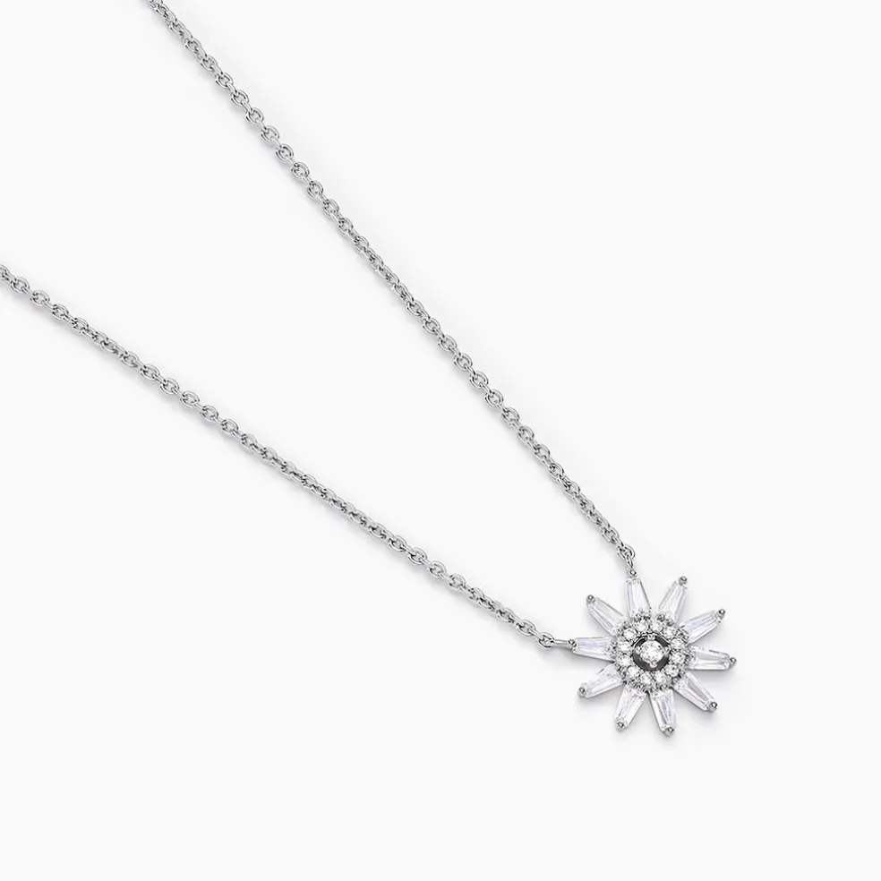 Collier Daisy Argent Blanc Oxyde De Zirconium