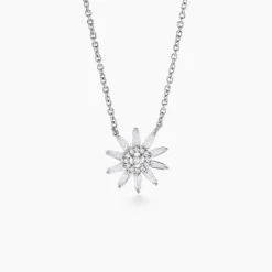 Collier Daisy Argent Blanc Oxyde De Zirconium