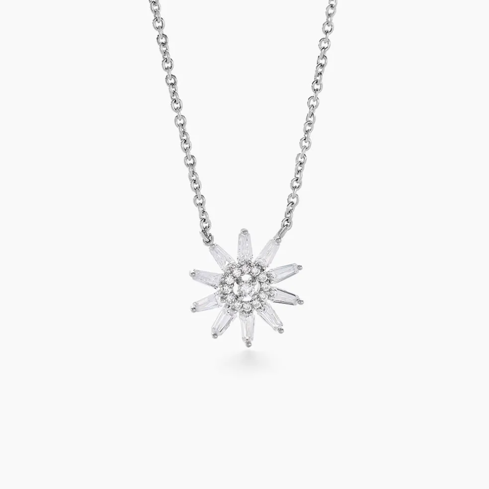 Collier Daisy Argent Blanc Oxyde De Zirconium