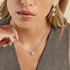 Collier Daisy Argent Blanc Oxyde De Zirconium