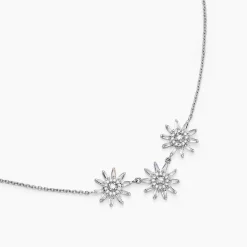 Collier Daisy Argent Blanc Oxyde De Zirconium