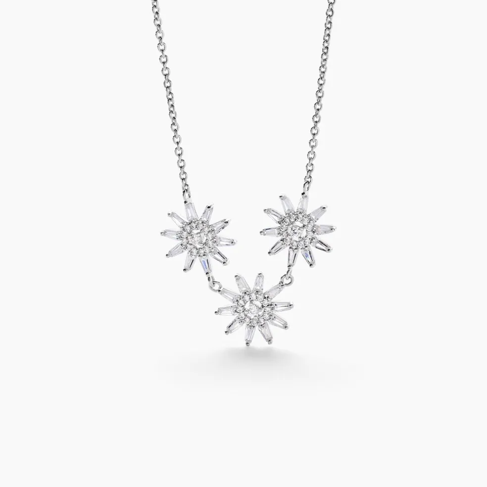 Collier Daisy Argent Blanc Oxyde De Zirconium