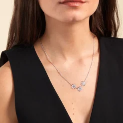 Collier Daisy Argent Blanc Oxyde De Zirconium