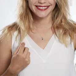 Collier Dalil Or Blanc Topaze Oxyde