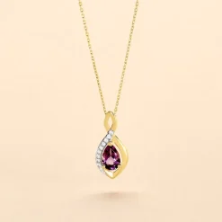 Collier Dalil Or Jaune Amethyste Oxyde