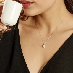 Collier Davy Or Blanc Perle De Culture Oxyde