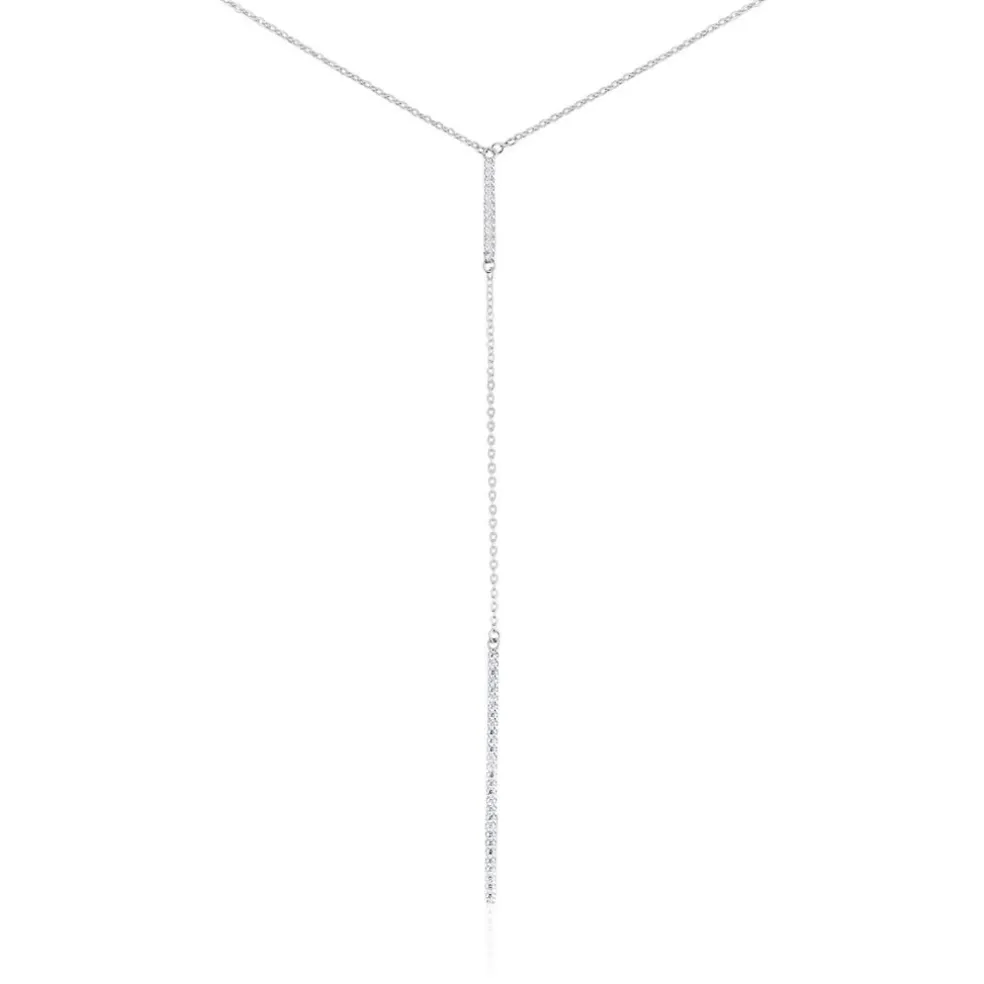 Collier De Dos Ou Sautoir Argent Blanc Indigo Oxyde De Zirconium