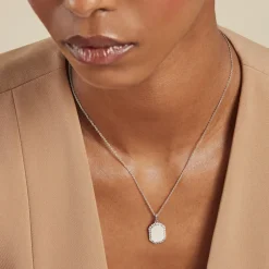 Collier Declaration Argent Blanc Oxyde De Zirconium