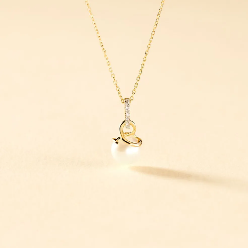 Collier Delight Or Jaune Perle De Culture Et Diamant