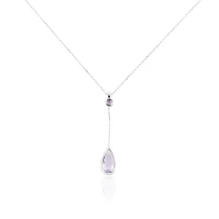 Collier Dennis Or Blanc Amethyste