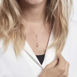 Collier Dennis Or Blanc Amethyste