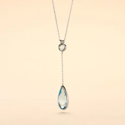 Collier Dennis Or Blanc Topaze