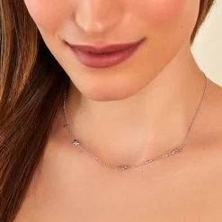 Collier Diep Argent Blanc Oxyde De Zirconium