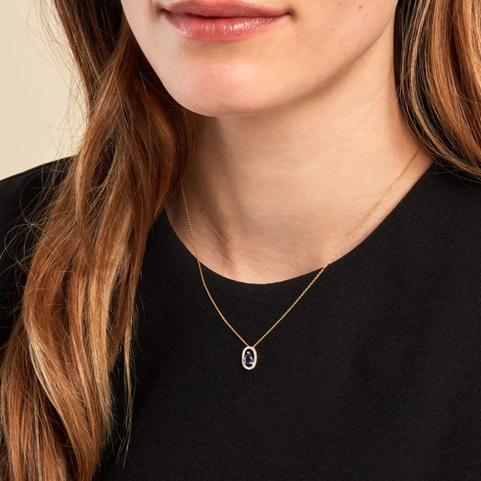 Collier Dorottya Or Jaune Saphir Diamant
