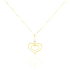 Collier Double Ajoure Or Jaune Perle De Culture