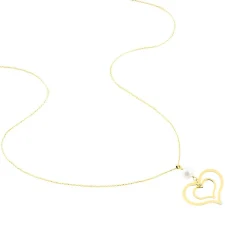 Collier Double Ajoure Or Jaune Perle De Culture