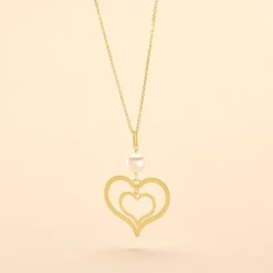 Collier Double Ajoure Or Jaune Perle De Culture