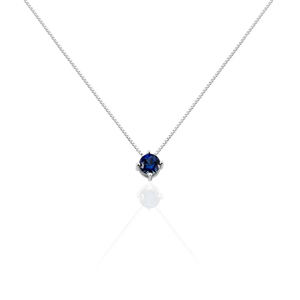 Collier Dwight Argent Blanc Oxyde De Zirconium Bleu
