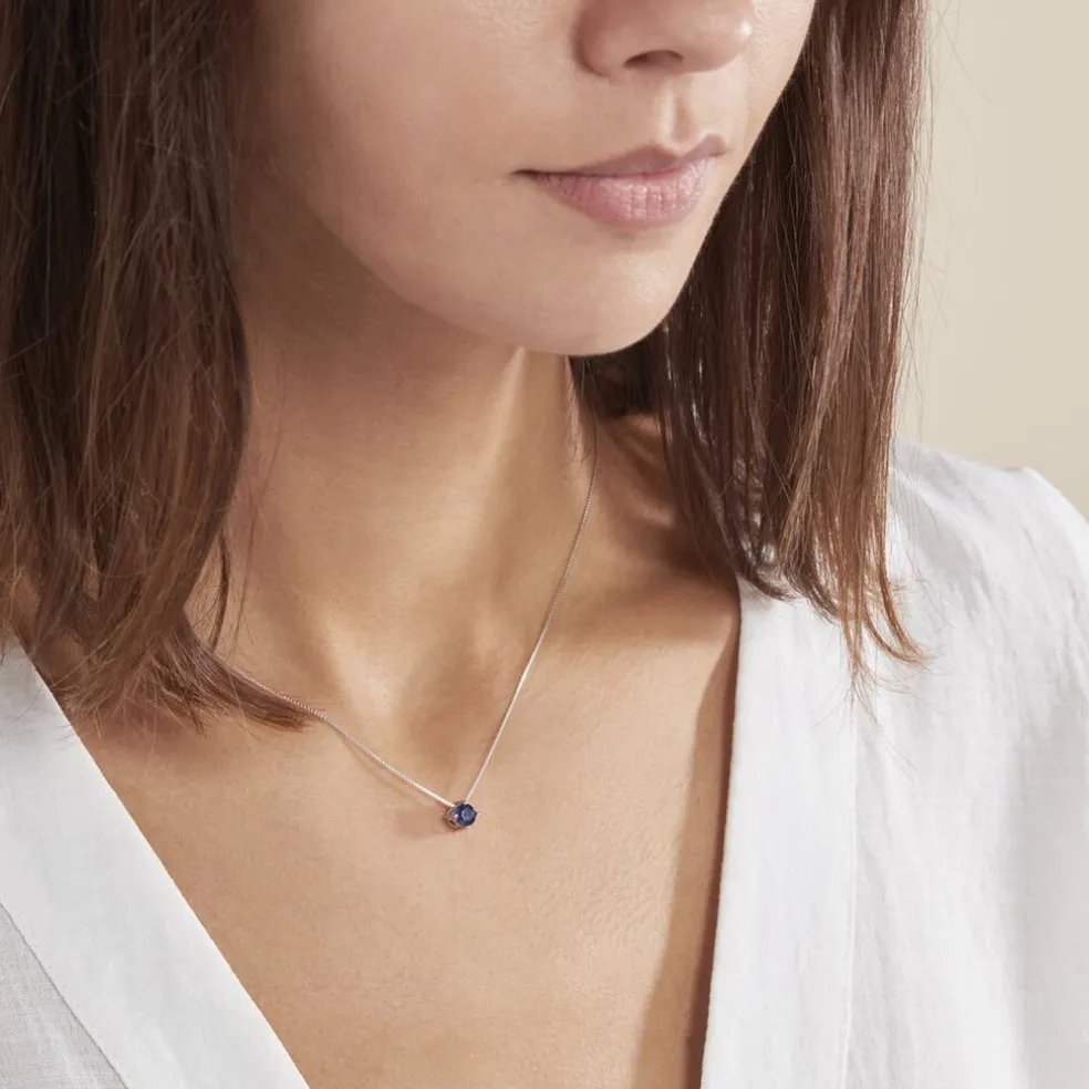 Collier Dwight Argent Blanc Oxyde De Zirconium Bleu