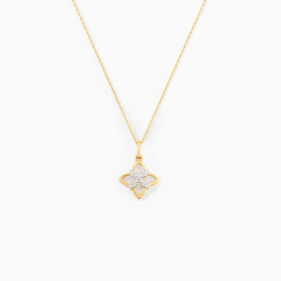 Collier Eclosion Precieuse Or Jaune Oxyde De Zirconium