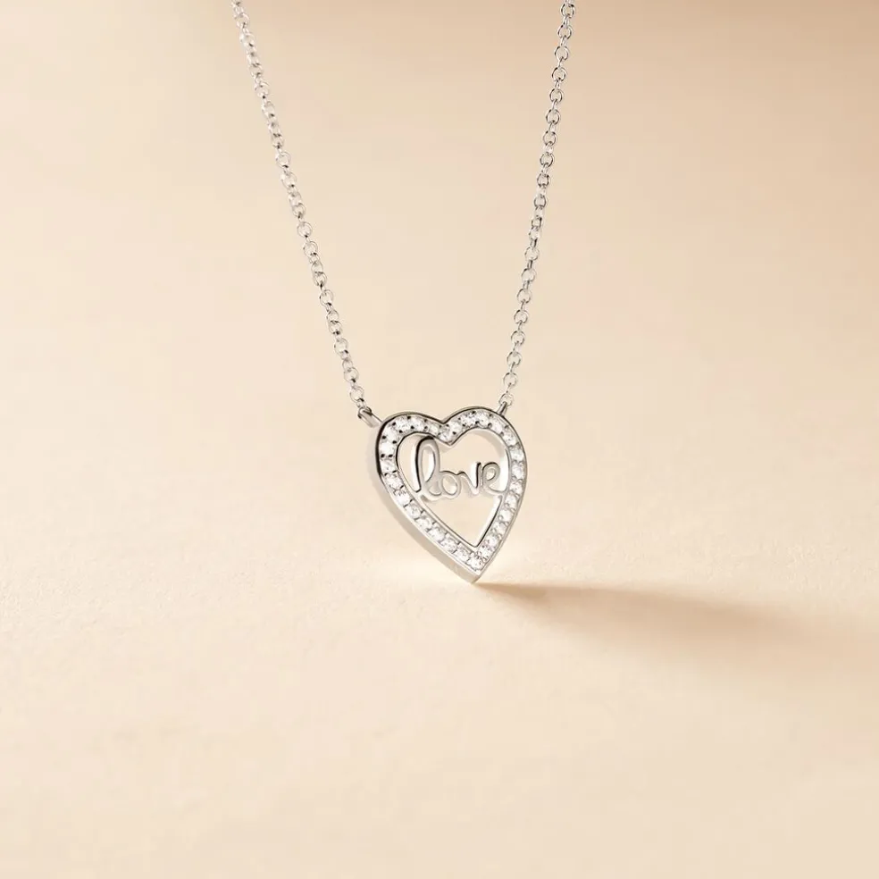 Collier Elansa Argent Blanc Oxyde De Zirconium