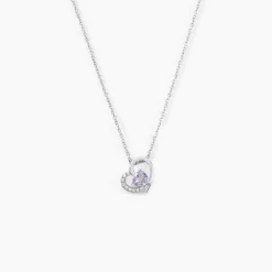 Collier Eliana Or Blanc Amethyste Et Oxyde De Zirconium