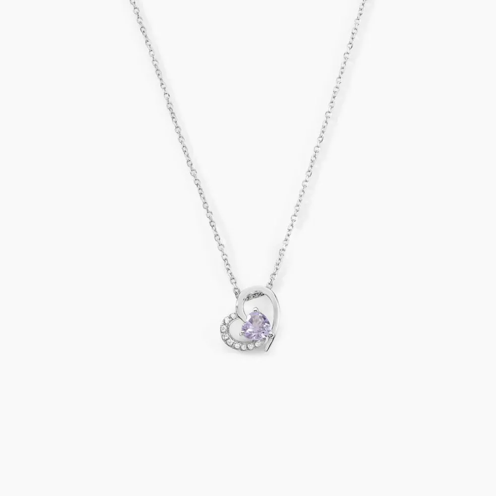 Collier Eliana Or Blanc Amethyste Et Oxyde De Zirconium