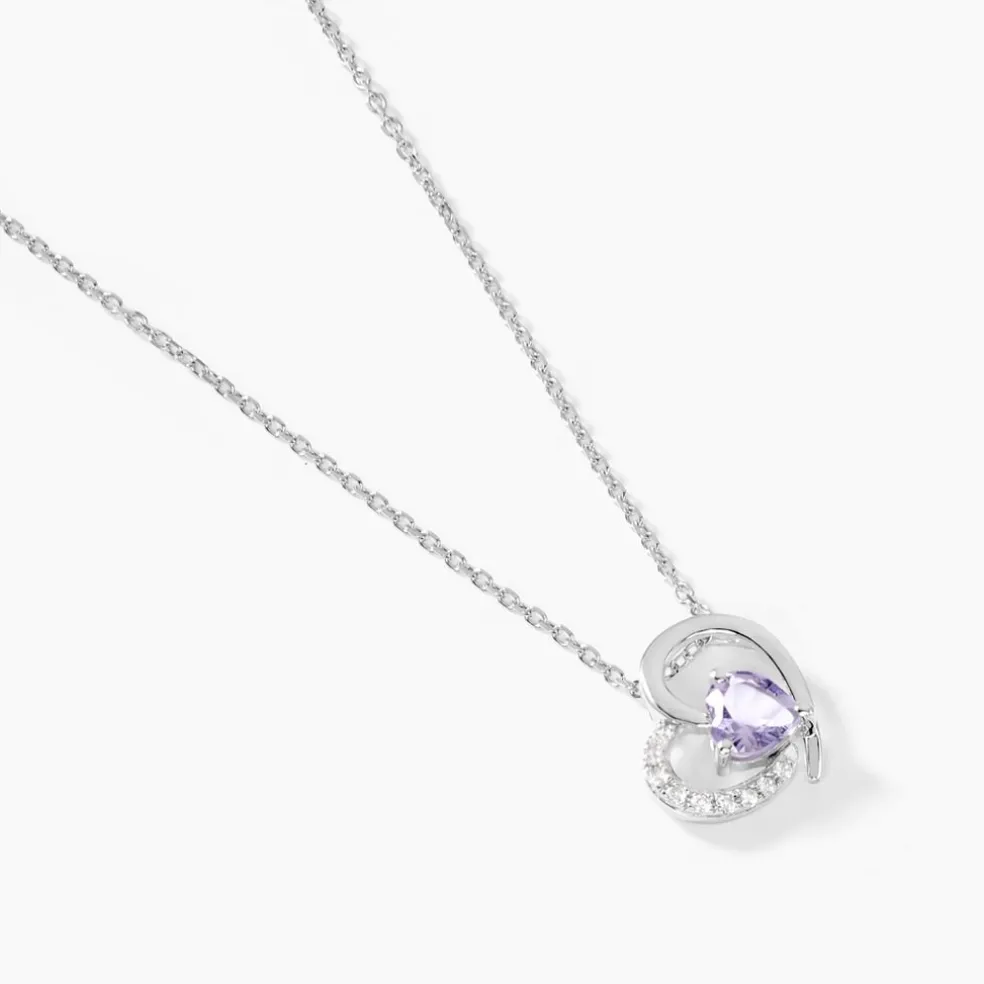 Collier Eliana Or Blanc Amethyste Et Oxyde De Zirconium