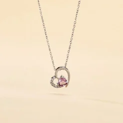 Collier Eliana Or Blanc Amethyste Et Oxyde De Zirconium