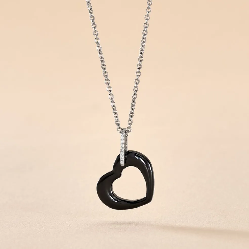 Collier Elodie Argent Blanc Oxyde De Zirconium Et Céramique