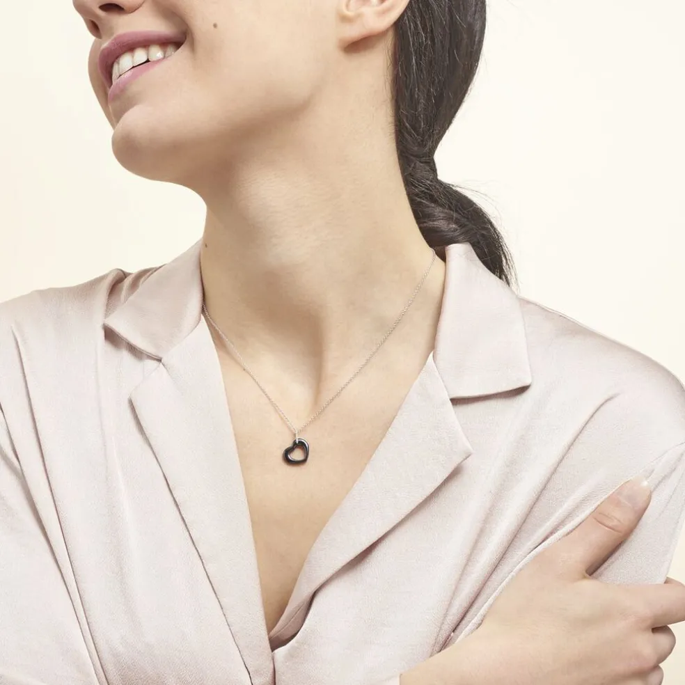 Collier Elodie Argent Blanc Oxyde De Zirconium Et Céramique