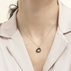 Collier Elodie Argent Blanc Oxyde De Zirconium Et Céramique