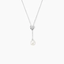 Collier Elvie Argent Blanc Perle De Culture Et Oxyde De Zirconium
