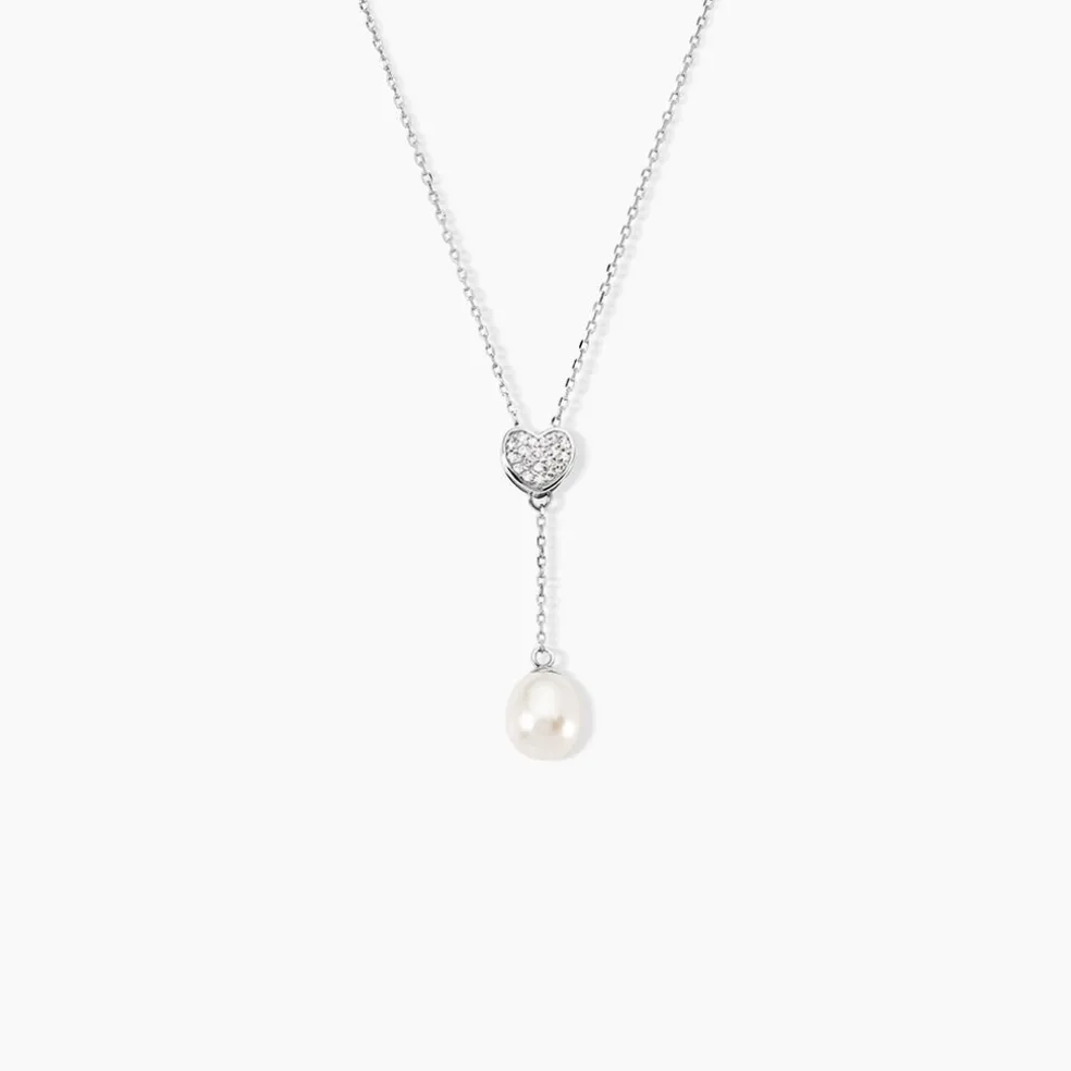 Collier Elvie Argent Blanc Perle De Culture Et Oxyde De Zirconium