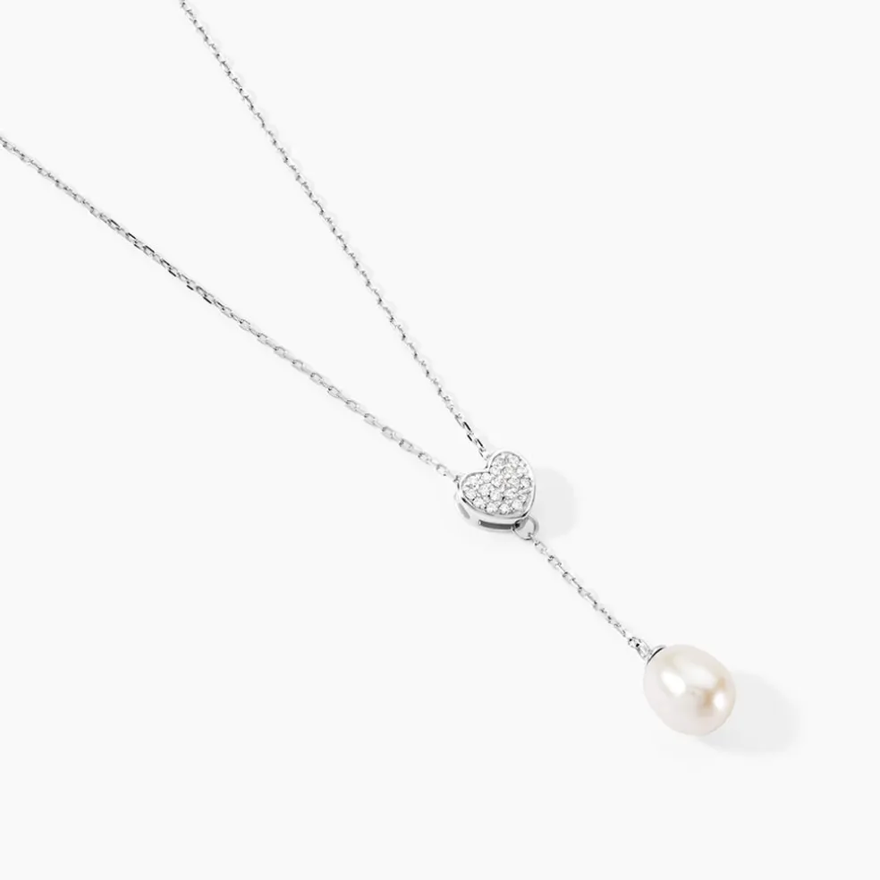 Collier Elvie Argent Blanc Perle De Culture Et Oxyde De Zirconium