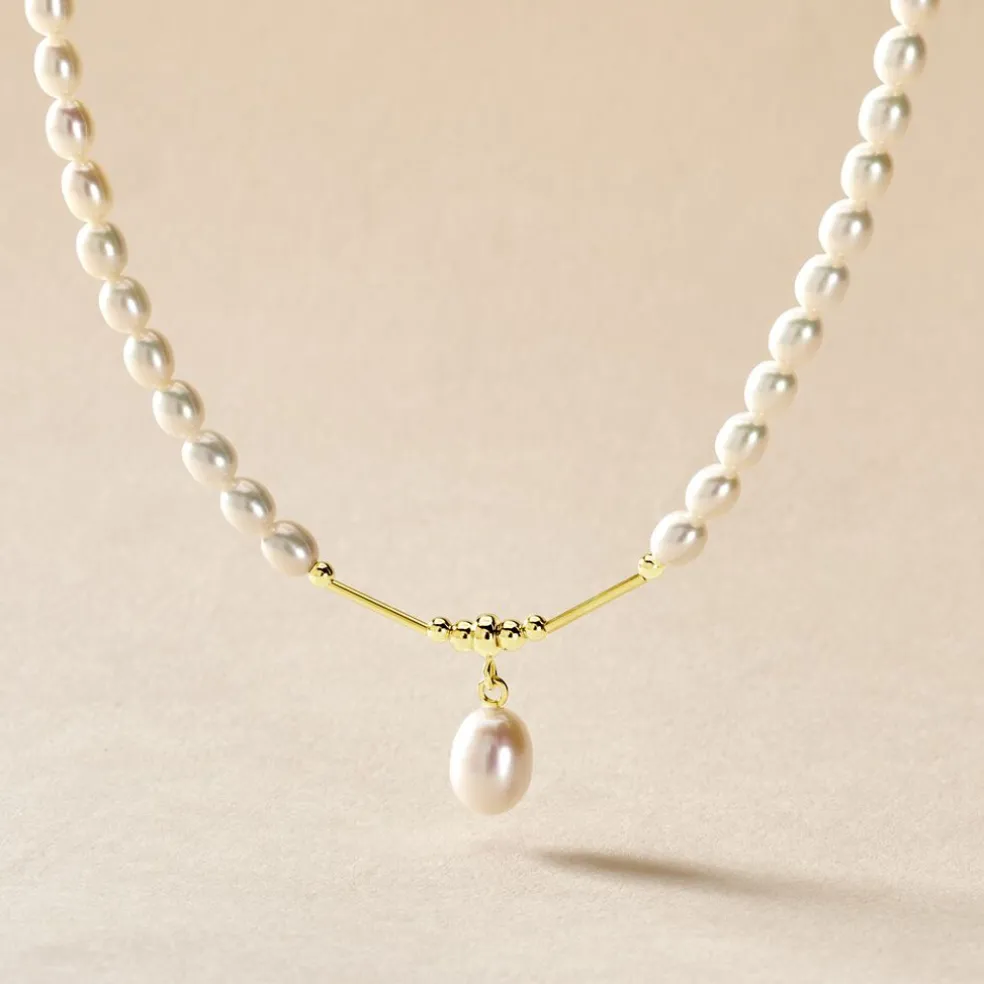 Collier Emma-lisa Or Jaune Perle De Culture